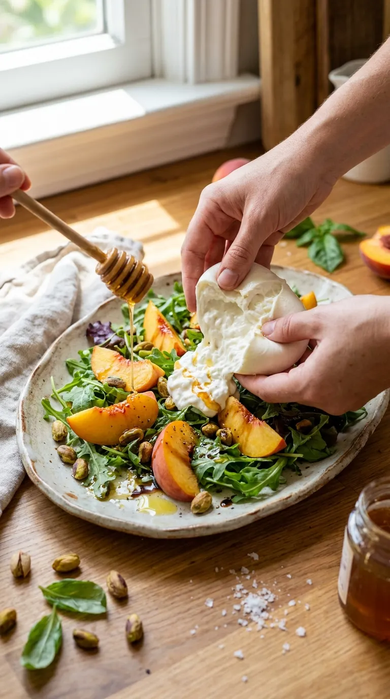 How to Make Peach Burrata Salad With Hot Honey