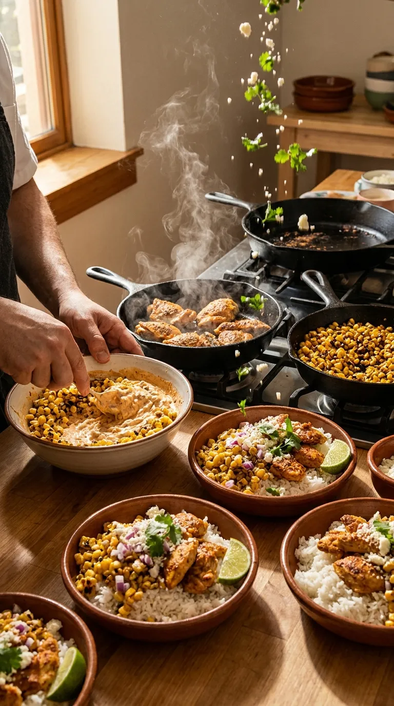 How to Make Smoky Street Corn Chicken Bowls