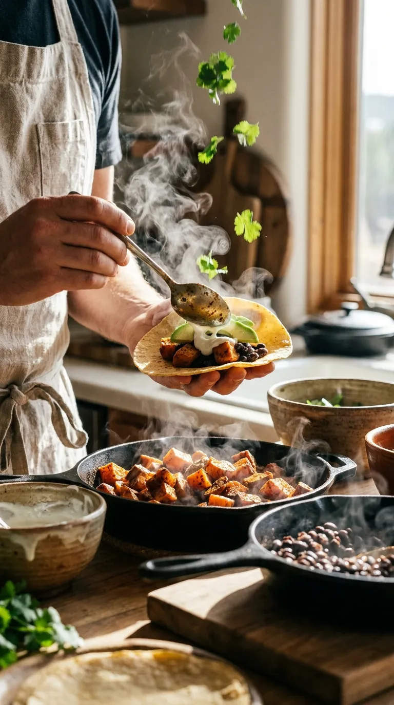 SWEET POTATO BLACK BEAN TACOS SIMPLE DINNER 3 How to Make Sweet Potato Black Bean Tacos