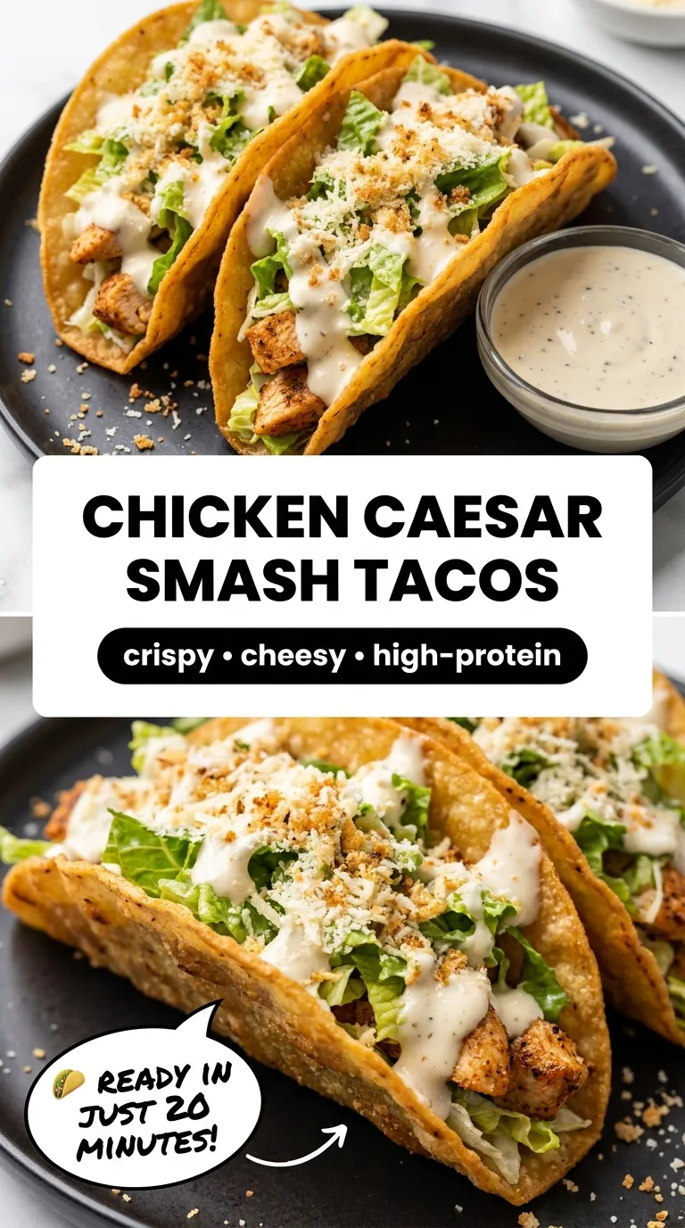 CHICKEN CAESAR SALAD SMASHED TACOS IN 30 4 Chicken Caesar Salad Smashed Tacos Recipe