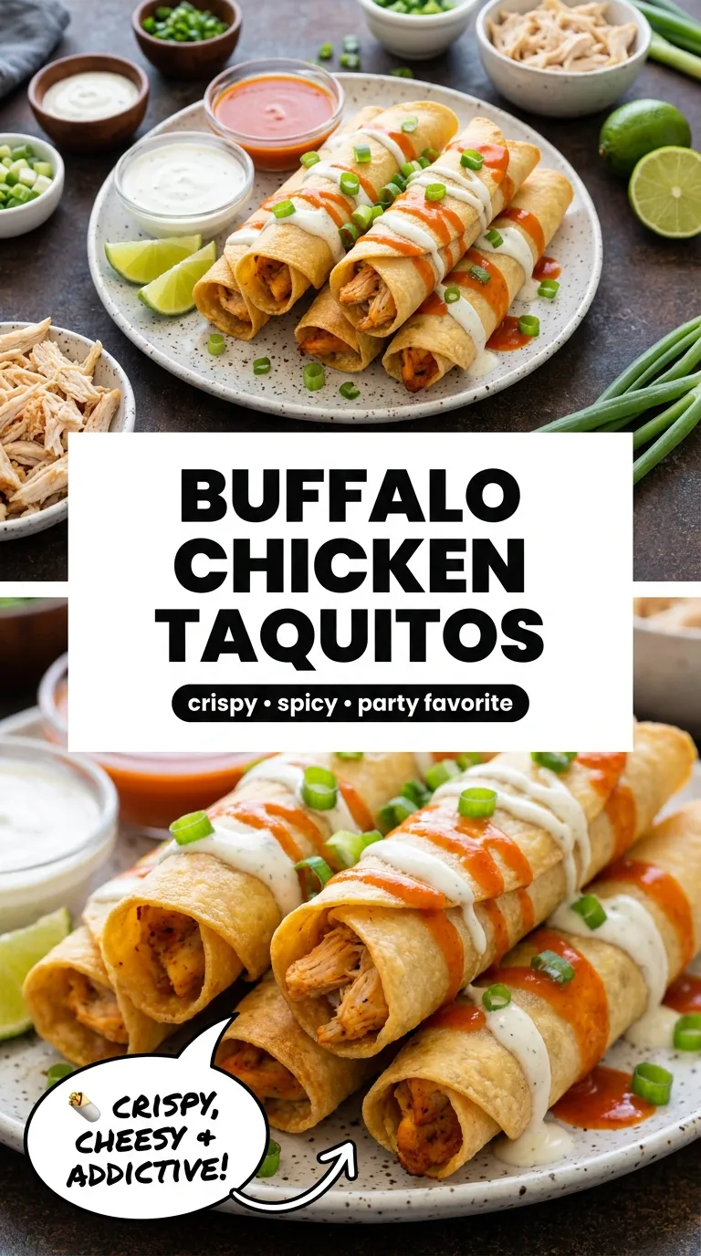 CRISPY OVEN BAKED CHICKEN BUFFALO TAQUITOS 4 Chicken Buffalo Taquitos Recipe