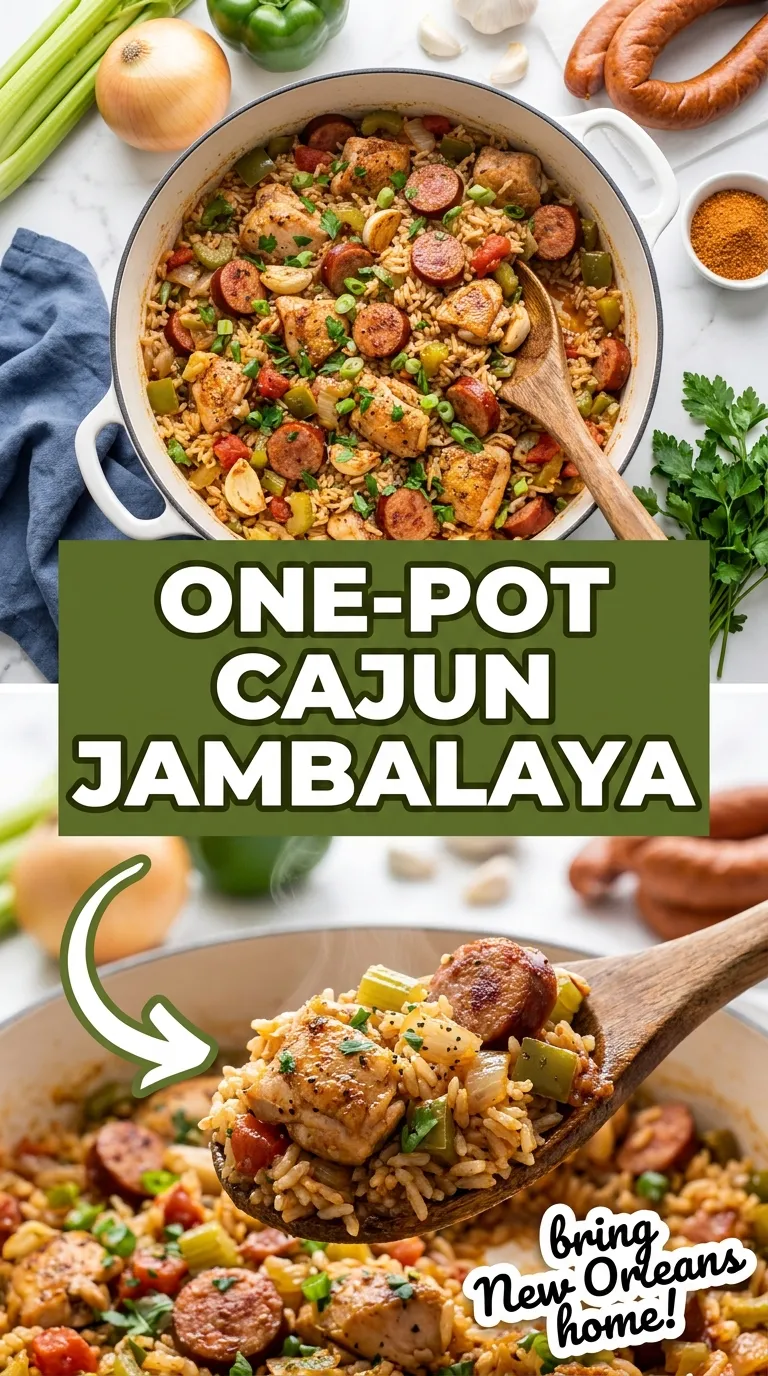 ONE POT CAJUN JAMBALAYA WITH SAUSAGE AND CHICKEN 4 One-Pot Cajun Jambalaya with Sausage and Chicken Recipe