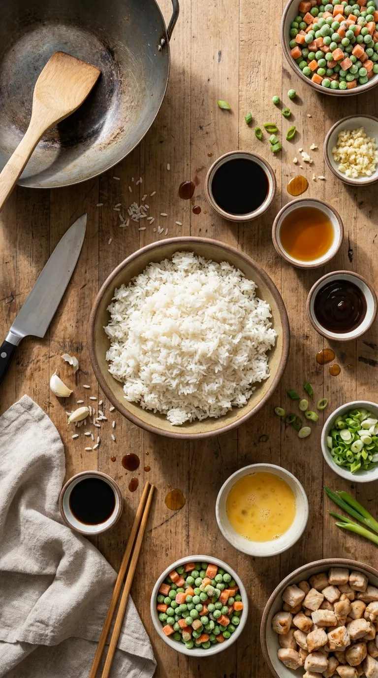 Dump and Bake Fried Rice Ingredients