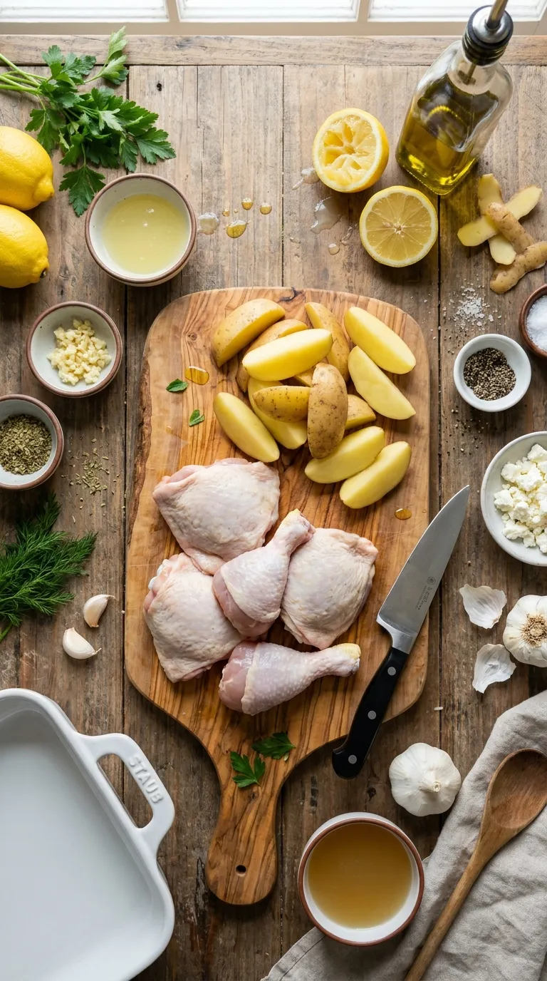 GREEK LEMON CHICKEN AND POTATOES FAMILY FEAST 2 Greek Lemon Chicken And Potatoes Ingredients