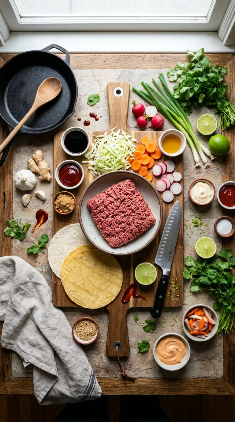 KOREAN BEEF TACOS READY IN 30 MINUTES 2 Korean Beef Tacos Ingredients
