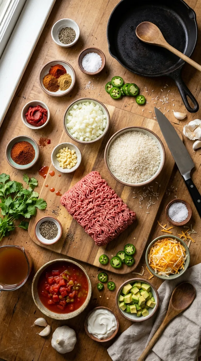 Mexican Beef and Rice Skillet Ingredients