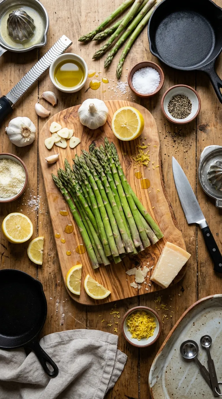 Oven Roasted Asparagus with Lemon and Garlic Ingredients