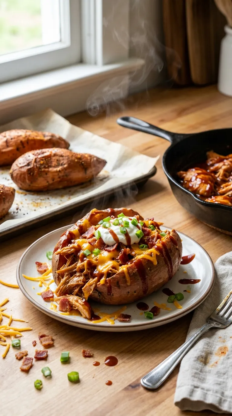 How to Make BBQ Chicken Stuffed Sweet Potatoes