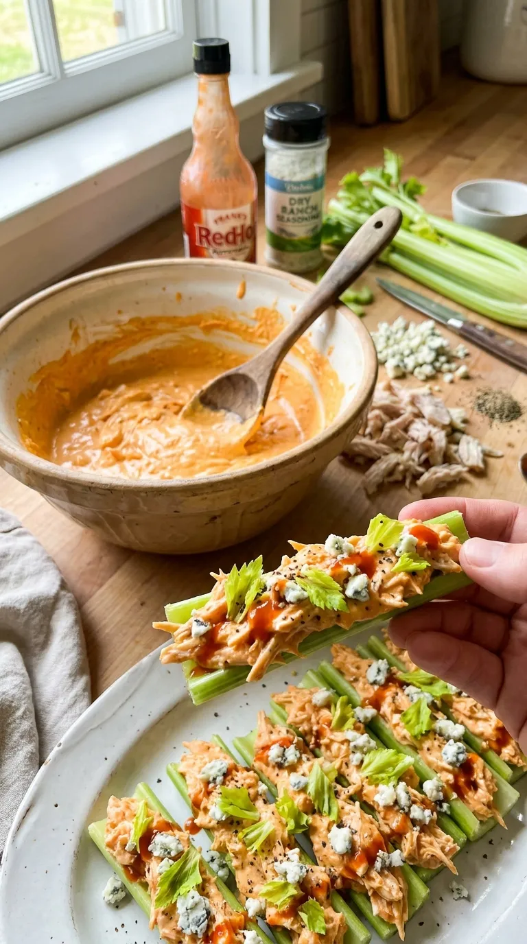 How to Make Buffalo Chicken Celery Sticks
