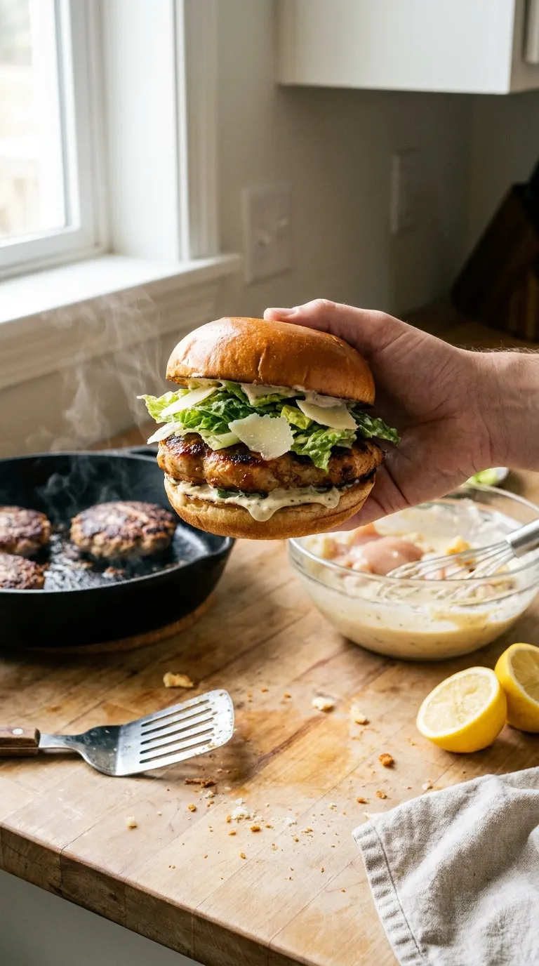 How to Make Chicken Caesar Burgers