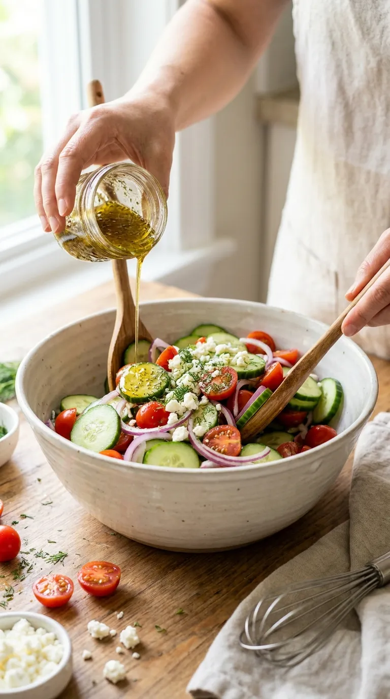 CUCUMBER TOMATO FETA SALAD IN 15 MINUTES 3 How to Make Cucumber Tomato Feta Salad