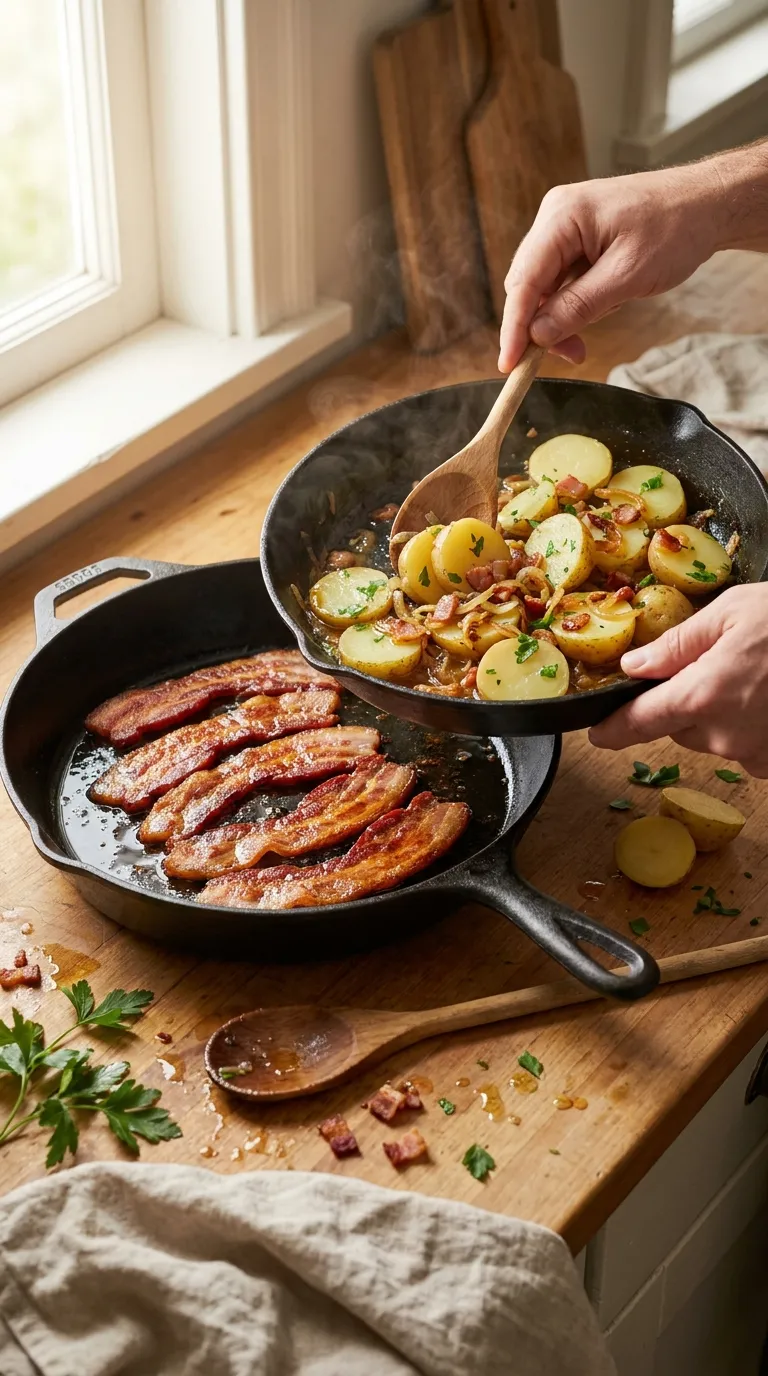GERMAN POTATO SALAD WITH BACON EXTRA CRISPY 3 How to Make German Potato Salad with Bacon