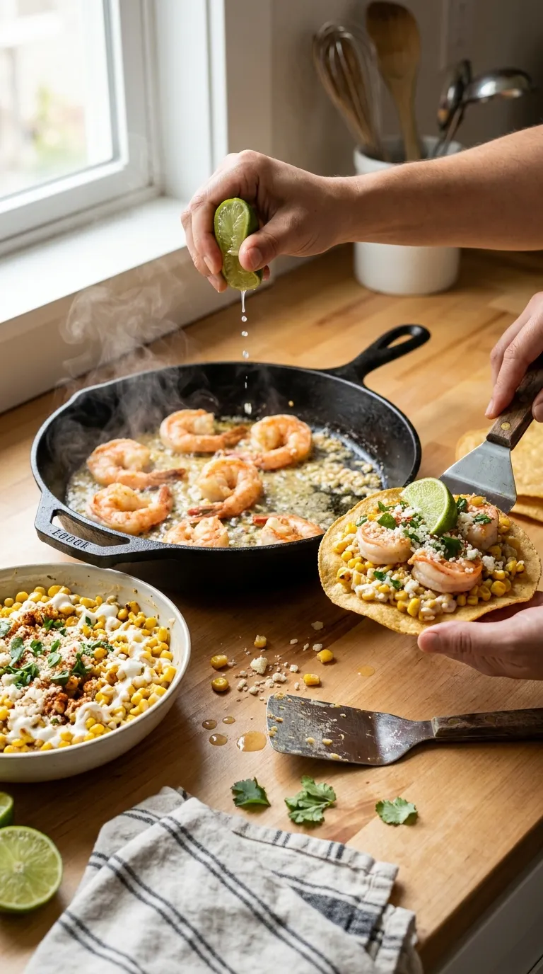 How to Make Shrimp Tostadas with Mexican Street Corn