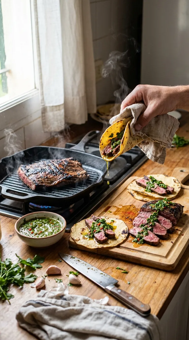 How to Make Steak Tacos with Chimichurri Sauce